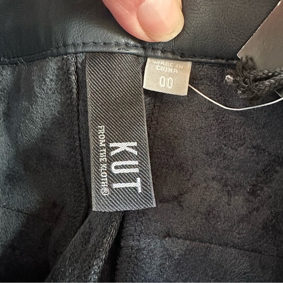 Kut From the Kloth Abrielle Faux Leather Wide Leg Trousers. Size 00. NWT. Navy. - Picture 6 of 13